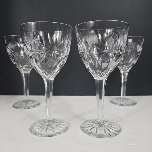 4 Kosta-Boda Rosa Elegant Etched Crystal Water Goblets 7" Cocktails Wine Dinner - Picture 9 of 15